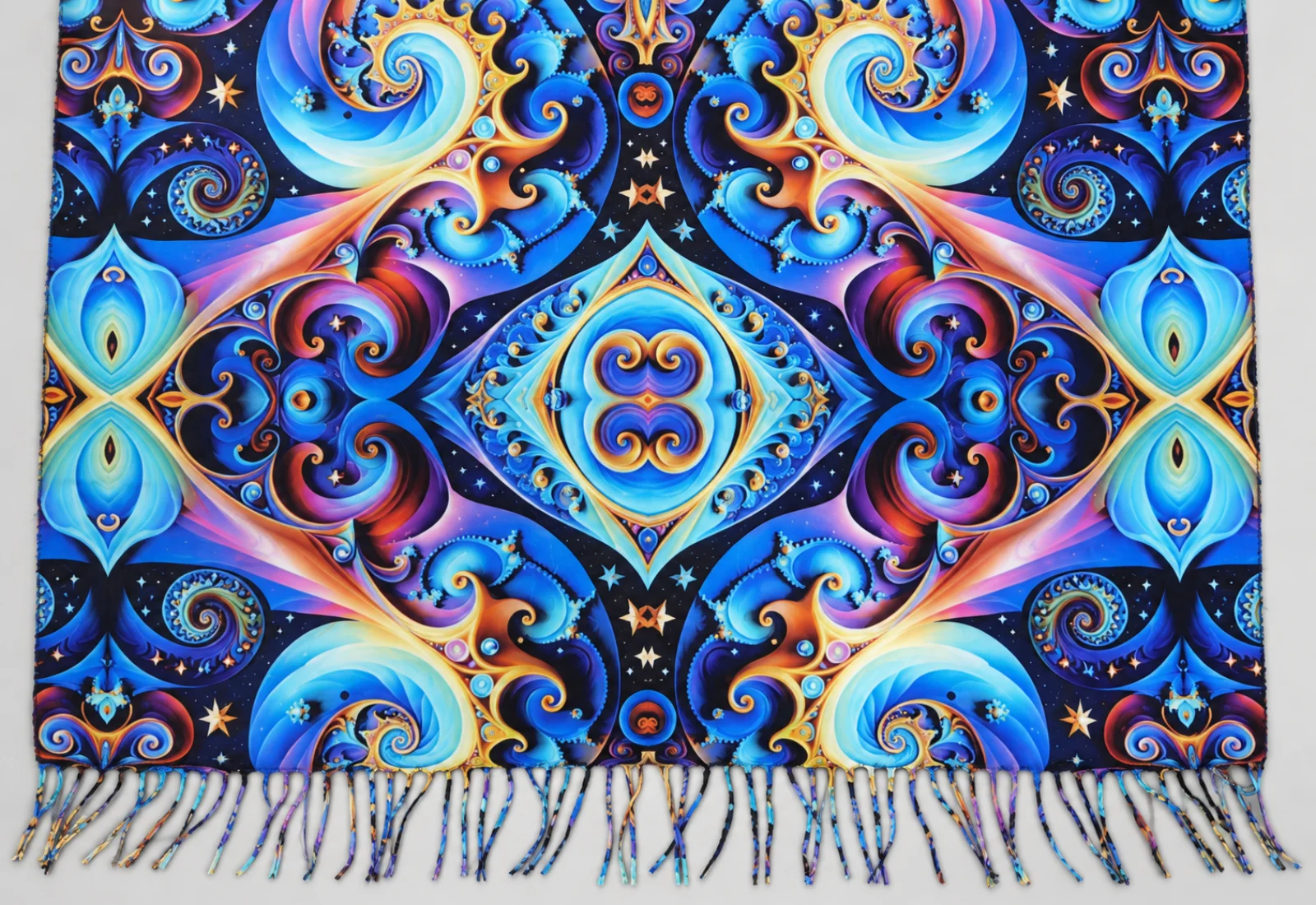 Blue ornamental digital print detail